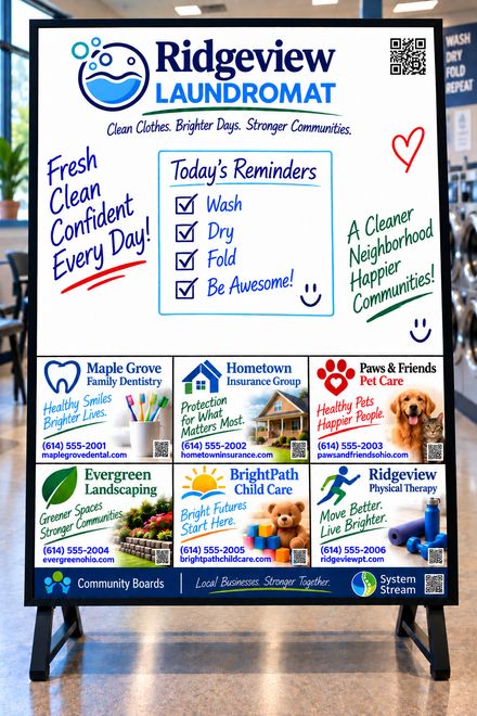 Example Community Board designed for a laundromat